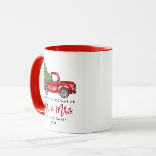 Penseelscript Eerste Kerstmis, Mrs Truck Red Mok (Voorkant links)