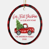 Penseelscript Eerste Kerstmis Nieuwe Home Truck Ps Keramisch Ornament (Links)