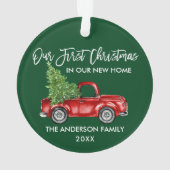 Penseelscript Eerste Kerstmis Nieuwe Thuiswagen Gr Ornament (achterkant)