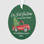 Penseelscript Eerste Kerstmis Nieuwe Thuiswagen Gr Ornament (voorkant)