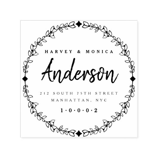 Penseelscript en met de hand getekende krans Retou Zelfinktende Stempel (Design)