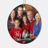 Penseelscript Feliz Navidad Photo Red Back Keramisch Ornament (Links)