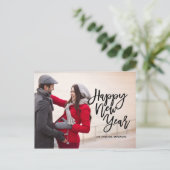 Penseelscript, Happy New Year Photo Feestdagenkaart (Staand voorkant)
