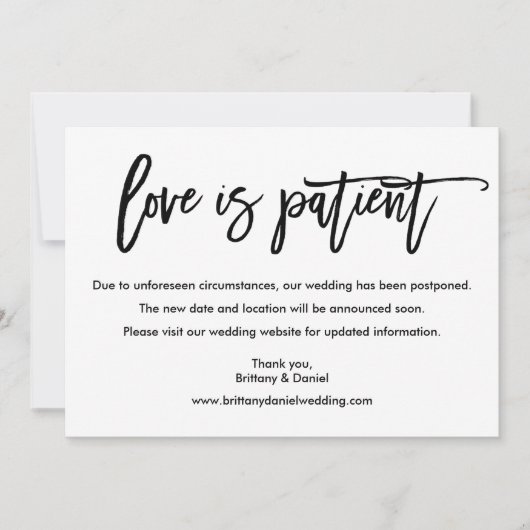 PenseelScript Love is Patiëntenuitgestelde Kaart (Voorkant)