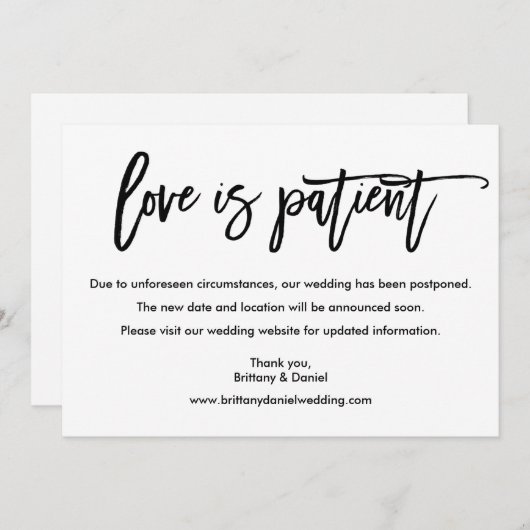 PenseelScript Love is Patiëntenuitgestelde Kaart (Voorkant / Achterkant)