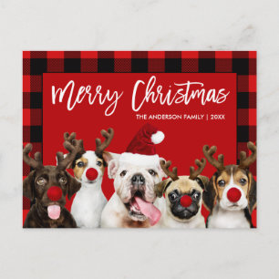 Penseelscript Merry-kerstdogs Red Pset Briefkaart