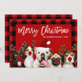 Penseelscript Merry-kerstdogs Red Pset Feestdagenkaart (Voorkant / Achterkant)