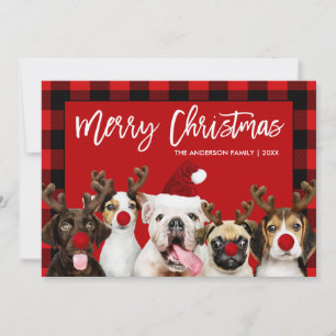 Penseelscript Merry-kerstdogs Red Pset Feestdagenkaart