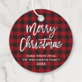 Penseelscript Merry Kerstrode Buffalo Pset Bedankjes Labels (Voorkant)