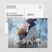 Penseelscript nieuwe huwelijksdatum liefde geduld briefkaart (Voorkant / Achterkant)