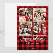 Penseelscript Prettige feestdagen rode plaat 4 fot Feestdagenkaart (Voorkant / Achterkant)