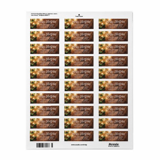 Penseelscript Rustic Wood Kerststrijklampjes Etiket (Full Sheet)
