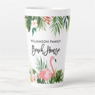 Penseelscript Tropische Floral Beach House Large Latte Mok