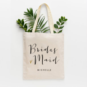 Penseelscript-typografie "Bridesmaid" Tote Bag