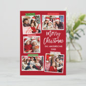 Penseelscript voor prettig kerstcadeautje Rood Feestdagenkaart (Staand voorkant)