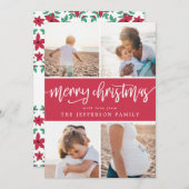 Penseelscript voor prettige kerstfoto's collage feestdagenkaart (Voorkant / Achterkant)