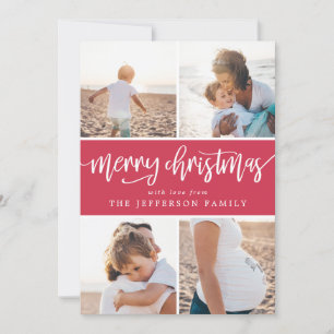 Penseelscript voor prettige kerstfoto's collage feestdagenkaart