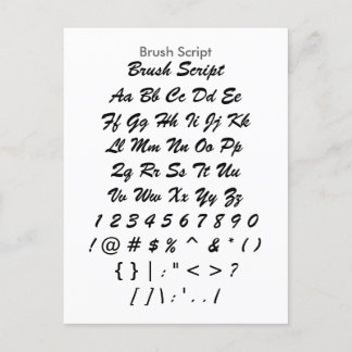 Penseelscript - Voorbeeldvel Zazzle Font Briefkaart