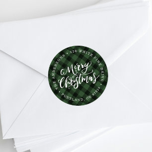 Penseelscript Vrolijke vakantie retour adreslabels Ronde Sticker