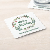 Penseelscript Waterverf met prettig kerstfeest Kartonnen Onderzetters (Gebogen)