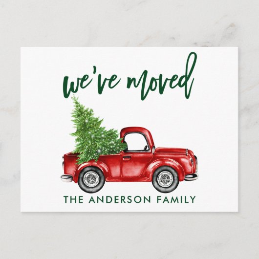 Penseelscript Wijziging van adres Truck Tree Green Briefkaart (Voorkant)