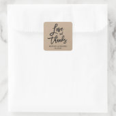 Penseelscriptkraft Love and Bedankt Envelope Seals Vierkante Sticker (Tas)