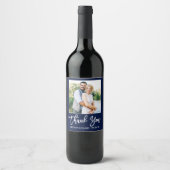 Penseelscriptweddenschap Hartelijk dank voor blauw Wijn Etiket (Voorkant)