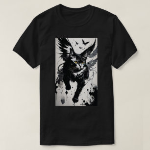 Penseelstreek Gevleugelde kat T-shirt