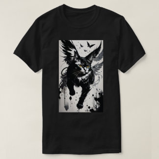Penseelstreek Gevleugelde kat T-shirt