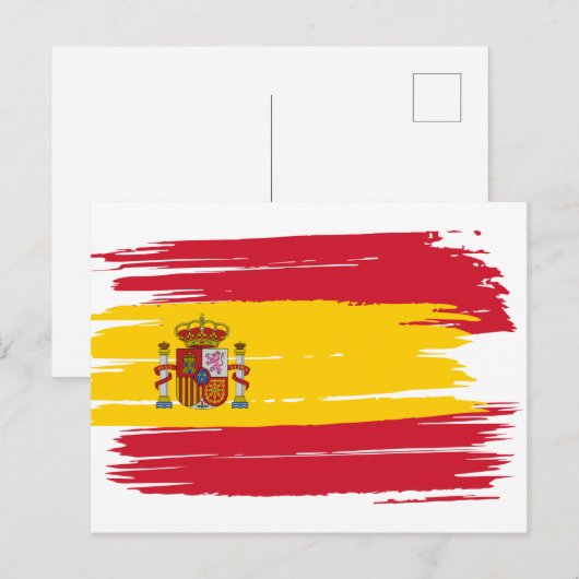 Penseelstreek Spanje vlag Briefkaart (Voorkant / Achterkant)
