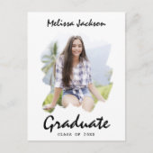 Penseelstreek Voeg uw eigen 2 foto Afstuderen Aankondigingskaart (Voorkant)