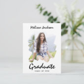 Penseelstreek Voeg uw eigen 2 foto Afstuderen Aankondigingskaart (Staand voorkant)