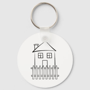 Penseelstreek White Picket Fence House Sleutelhanger
