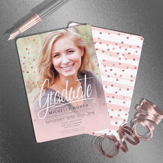 Penseelstreken en Confetti Roos Gold ID511 Kaart