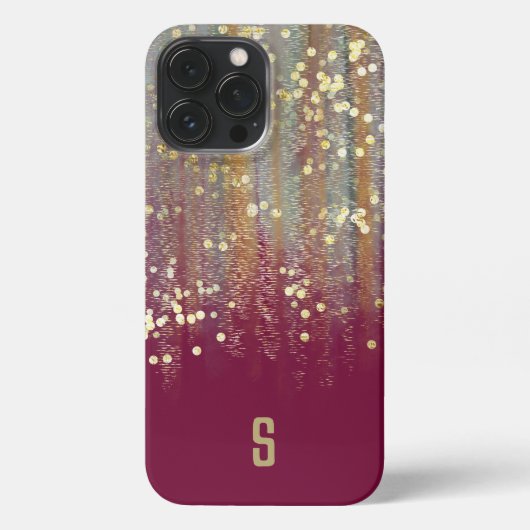 Penseelstreken en Confetti-Stippen met Gold Monogr iPhone Hoesje (Achterkant)