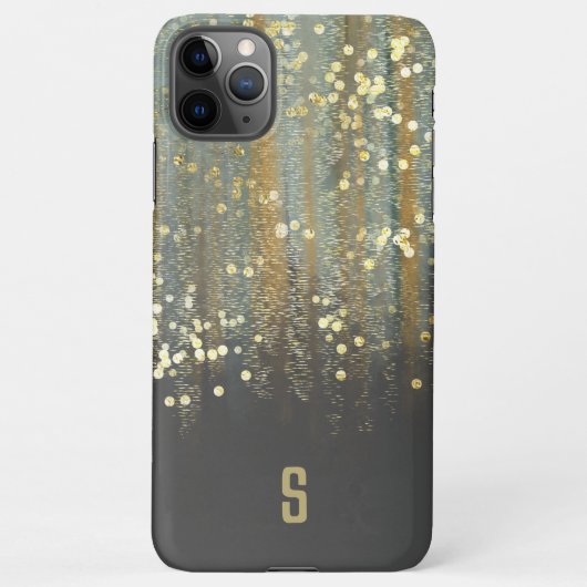 Penseelstreken en Confetti-Stippen met Gold Monogr iPhone Hoesje (Achterkant)