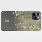 Penseelstreken en Confetti-Stippen met Gold Monogr iPhone Hoesje (Achterkant horizontaal)