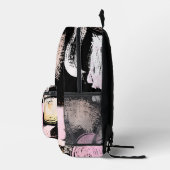 Penseelstreken en krabbels patroon op zwart bedrukte rugzak (Rechts)