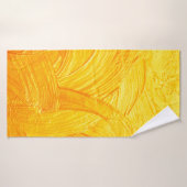 Penseelstreken en -krommen gouden abstracte achter badhanddoek (Badhanddoek)