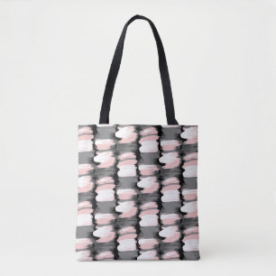 penseelstreken, grijs-roze decor. draagtas