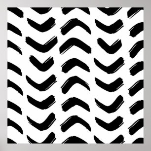 Penseelstreken  naadloos patroon. Zwart en Poster