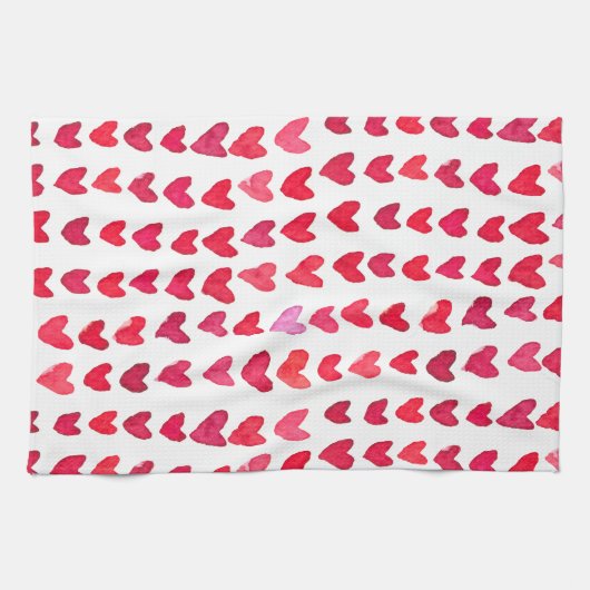 Penseelstreken - rood en roze theedoek (Horizontaal)