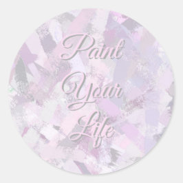 Penseelstreken, structuur. Tekst. Ronde Sticker