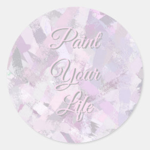 Penseelstreken, structuur. Tekst. Ronde Sticker