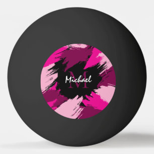 Penseelstreken tinten hete roze naam met monogram pingpongballen