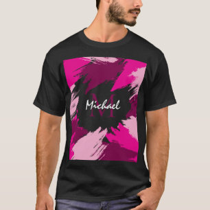 penseelstreken tinten hete roze naam met monogram t-shirt