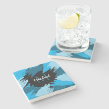 Penseelstreken tinten van blauwe naam met monogram