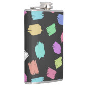 Penseelstreken verven, kleurrijke penseelstreken heupfles (Rechts)