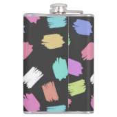 Penseelstreken verven, kleurrijke penseelstreken heupfles (Achterkant)