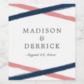 Penseelstreken Wijnlabel voor bruiloft | Navy Cora Wijn Etiket (Enkel label)